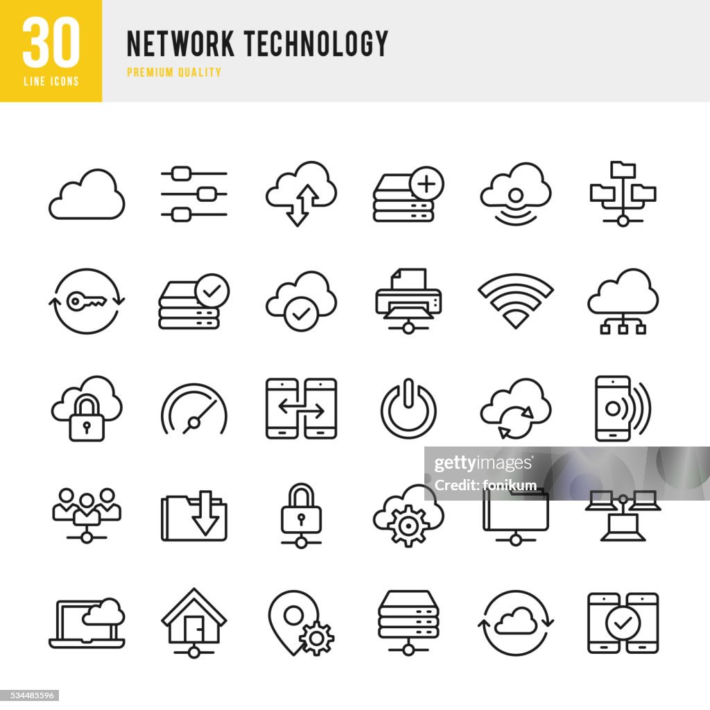 Network Technology - Thin Line Icon Set