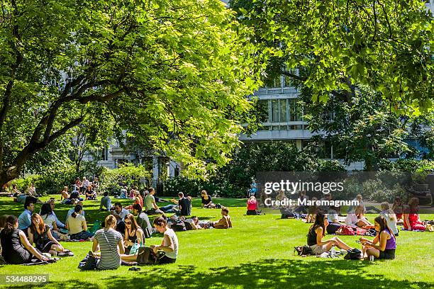 people in the garden of st james's square - park people stock pictures, royalty-free photos & images