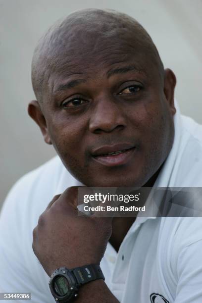 Portrait of Stephen Keshi coach of Togo prior to the International friendly match between Morocco and Togo at the Stade Diochon on August 17 in...