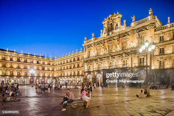 view of plaza (square) mayor - salamanca stock pictures, royalty-free photos & images