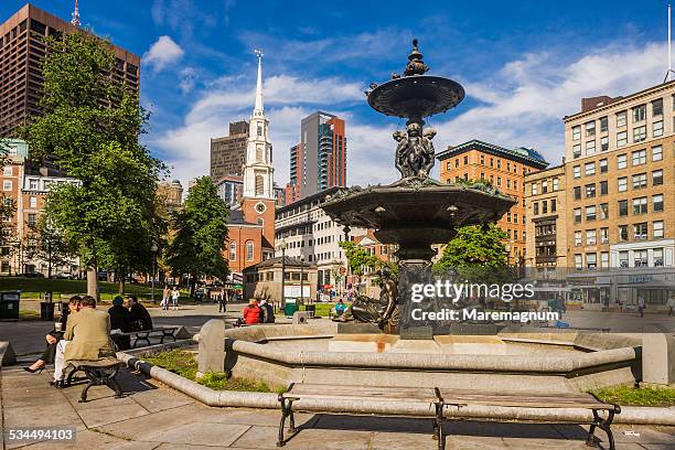 fountain near boston common - town square america stock pictures, royalty-free photos & images