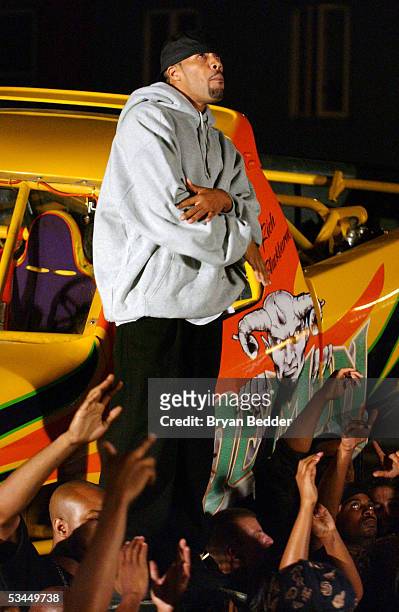 Rapper Redman appears on set during the filming of his new music video "Rush The Security" from his album "Red Gone Wild" on August 21, 2005 in the...