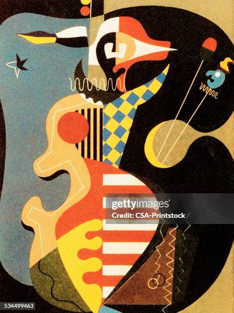 ilustraciones, imágenes clip art, dibujos animados e iconos de stock de patrón abstracto - cubismo
