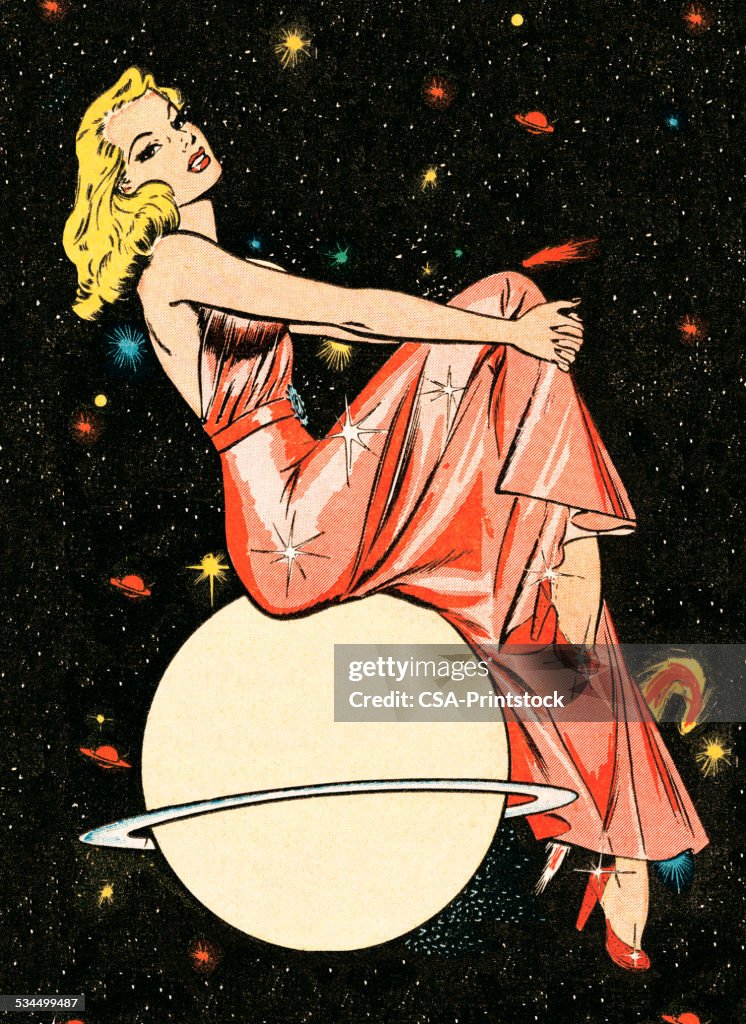 Fancy woman on a planet