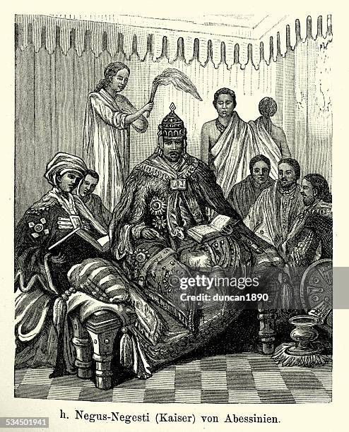 19th century emperor of abyssinia - ethiopia stock illustrations