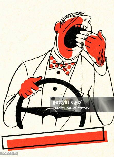 tired man driving - yawn stock illustrations