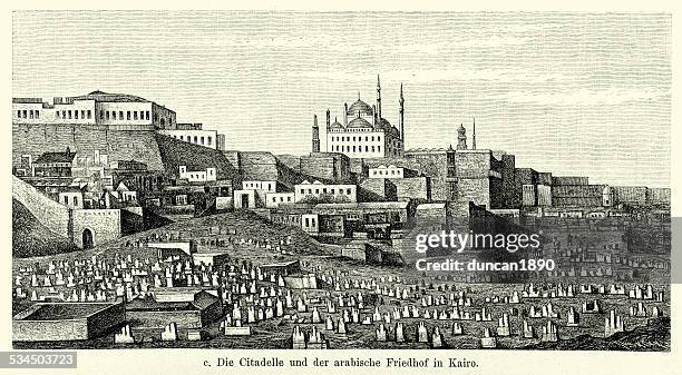 19th century egypt - the citadel - cairo citadel stock illustrations