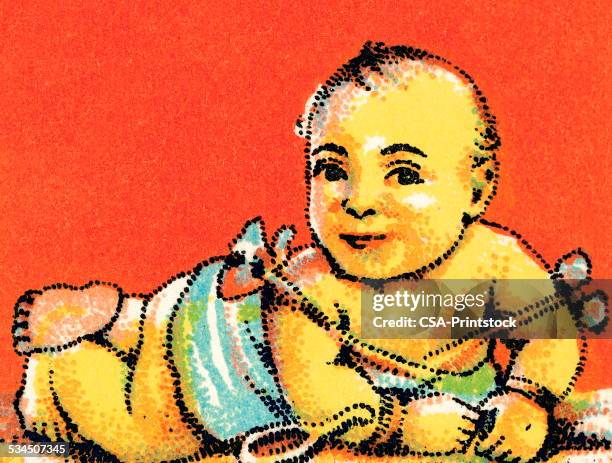 baby boy - curious expression stock illustrations