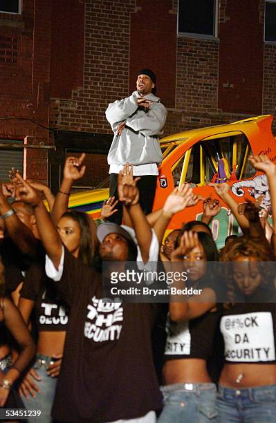 Rapper Redman appears on set during the filming of his new music video "Rush The Security" from his album "Red Gone Wild" on August 21, 2005 in the...