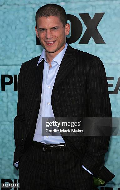 Actor Wentworth Miller attends the "Prison Break" premiere party at Hanger 8 August 22, 2005 in Los Angeles, California.