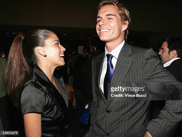 Actress Ana Claudia Talancon and actor Tony Dalton attend the afterparty for the West Coast premiere of the film "Matando Cabos" on August 22, 2005...