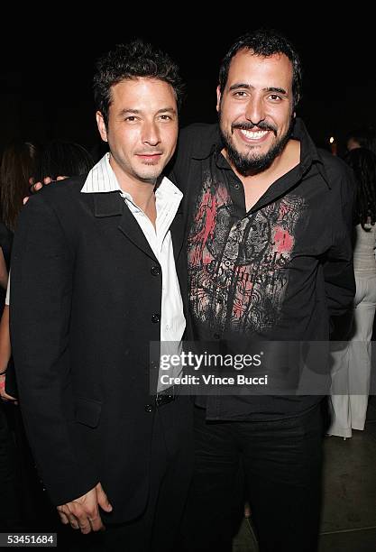 Actor Raul Mendez and director Alejandro Lozano attend the afterparty for the West Coast premiere of the film "Matando Cabos" on August 22, 2005 at...