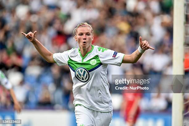 Alexandra Popp of Wolfsburg celebrates scoring her goal during the UEFA Women's Champions League Final between Wolfsburg Ladies and Lyon Ladies at...
