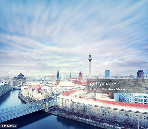 berlin winter skyline with cloud dynamic - berlin winter stock pictures, royalty-free photos & images