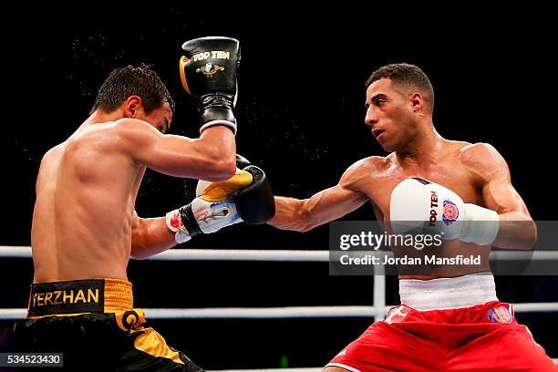 Galal Yafai of British Lionhearts in action against Zhomart Yerzhan of Astana Arlans in the semi-final of the World Series of Boxing between the...