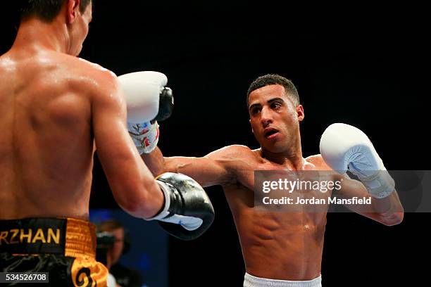 Galal Yafai of British Lionhearts in action against Zhomart Yerzhan of Astana Arlans in the semi-final of the World Series of Boxing between the...