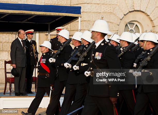 Prince Phillip, Duke of Edinburgh during the ceremony of Beating Retreat performed by the Massed Bands of the Royal Marines at Horse Guards on May...