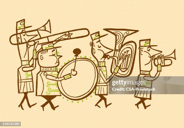 marching band - singing quartet stock illustrations
