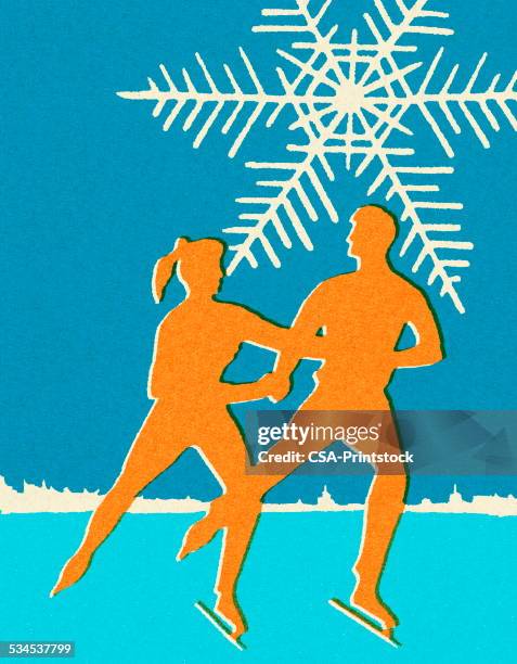 couple ice skating - figure skating stock illustrations