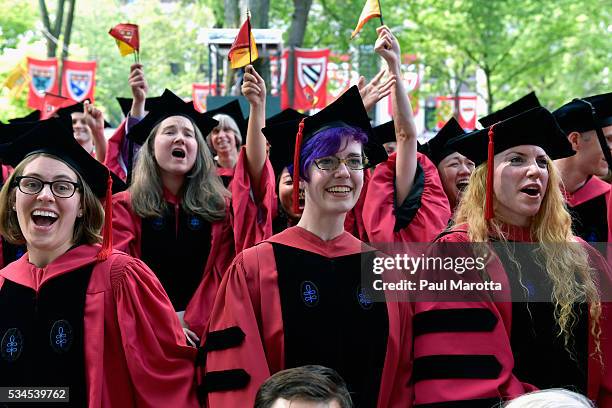General atmosphere at the Harvard University 365th Commencement Exercises on May 26, 2016 in Cambridge, Massachusetts.