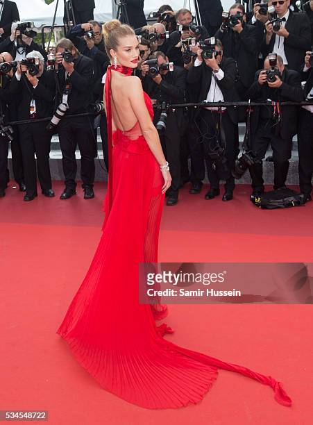 Rosie Huntington-Whiteley attends the screening of "The Unkown Girl " at the annual 69th Cannes Film Festival at Palais des Festivals on May 18, 2016...
