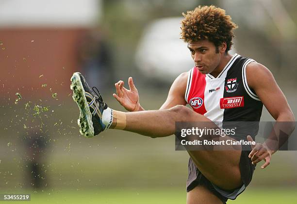 James Gwilt of the Saints in action during the St.Kilda Saints training session at Moorabbin Oval on August 24, 2005 in Melbourne, Australia.