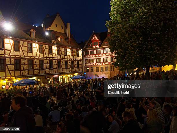albrecht dürer-haus-nürnberg bei nacht landschaft - albrecht dürer stock-fotos und bilder