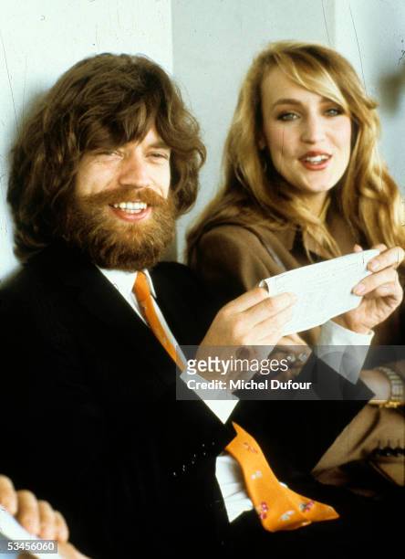 Musician Mick Jagger of The Rolling Stones and model Jerry Hall are seen in 1979 in Paris, France.