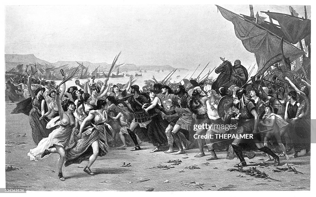 The Battle of Salamis engraving 1894