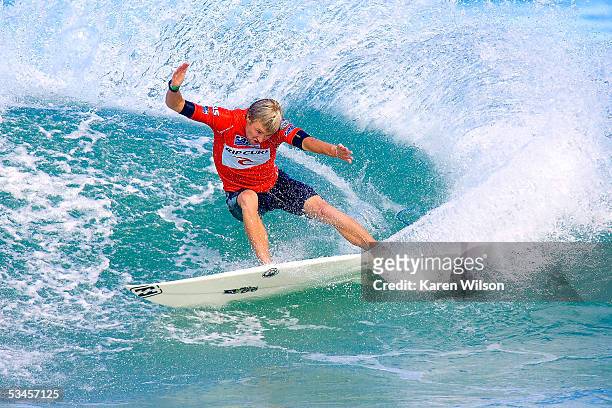 Adrian Buchan of Australia in action during his heat at the Rip Curl Pro on 24 August, 2005 in at Les Bourdaines, France. Buchan was unstoppable,...