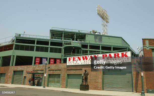 General view of the exterior of the Boston Red Sox home field of Fenway Park on May 1, 2004 in Boston, Massachusetts.