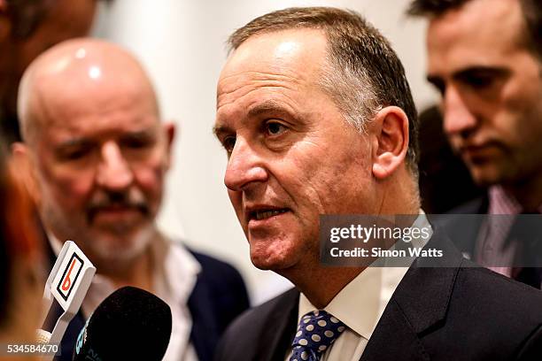 Prime Minister of New Zealand the Right Honourable John Key on May 27, 2016 in Auckland, New Zealand. Finance Minister Bill English released his...