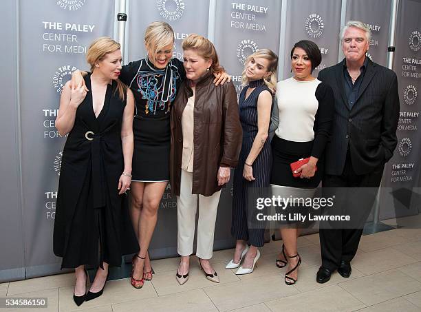 Cast members of "Orange Is The New Black" Natasha Lyonne, Taylor Schilling, Kate Mulgrew, Taryn Manning, Selenis Leyva, and Michael Harney attend...