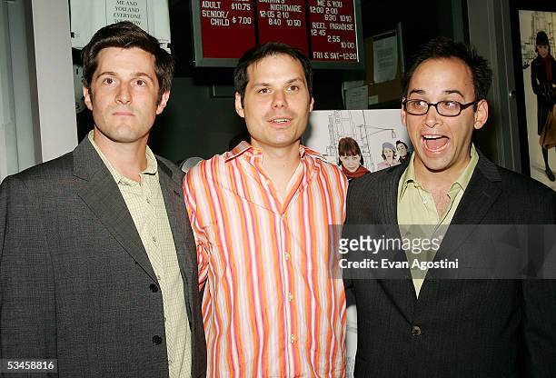 Actors Michael Showalter, Michael Ian Black and David Wain attend IFC Films premiere of "The Baxter" at the IFC Theater August 24, 2005 in New York...