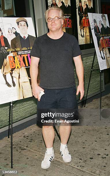 Actor Philip Seymour Hoffman attends IFC Films premiere of "The Baxter" at the IFC Theater August 24, 2005 in New York City.