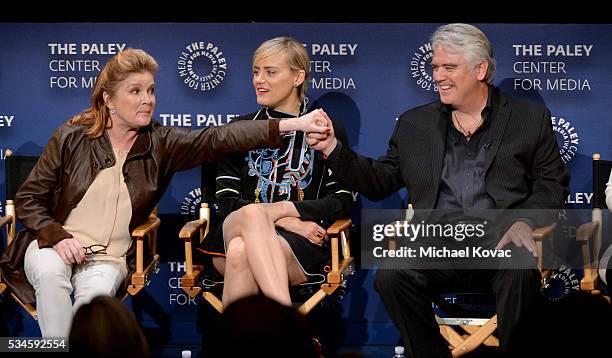 Actors Kate Mulgrew, Taylor Schilling, and Michael Harney attend The Paley Center For Media Presents An Evening With "Orange Is the New Black" at The...