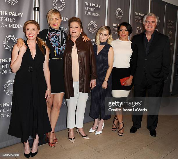 Natasha Lyonne, Taylor Schilling, Taryn Manning, Kate Mulgrew, Selenis Leyva and Michael Harney attend an evening with "Orange Is The New Black" at...