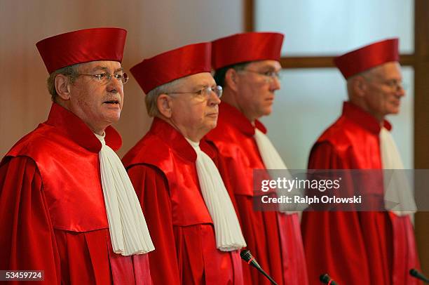 The judges Winfried Hassemer, head of the second senate of the German Federal Constitutional court , Hans-Joachim Jentsch, Rudolf Mellinghoff and...