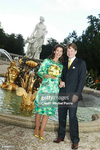 Dutch Prince Pieter Christiaan and Anita van Eijk pose after the civil wedding ceremony at The Loo Palace on August 25, 2005 in Apeldoorn, The...