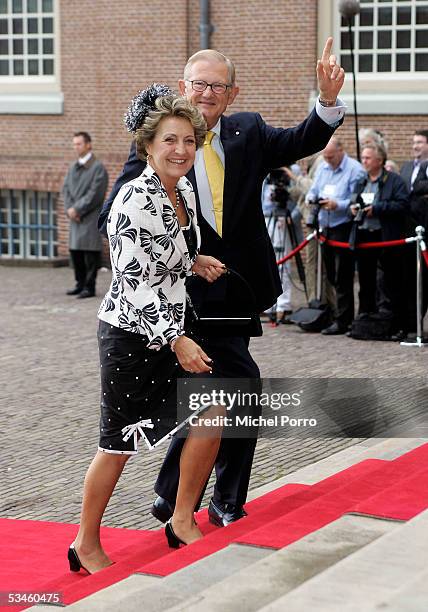 Dutch Princess Margriet and Pieter van Vollenhove arrive for the civil wedding ceremony of Prince Pieter Christiaan and Anita van Eijk at The Loo...