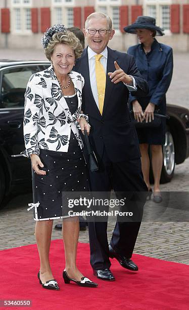 Dutch Princess Margriet and Pieter van Vollenhove arrive for the civil wedding ceremony of Prince Pieter Christaan and Anita van Eijk at The Loo...