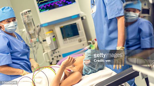 young girl in hospital - pediatric intensive care unit stock pictures, royalty-free photos & images