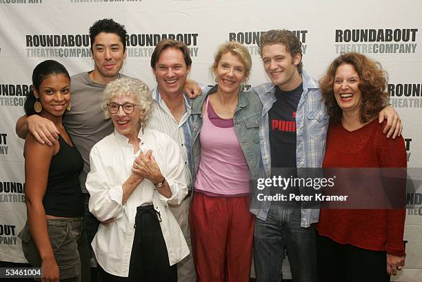 Actors Susan Kelechi Watson, James Yaegashi, Ann Guilbert, Richard Thomas, Jill Clayburgh, Matthew Morrison and Leslie Ayvazian pose for a photo...