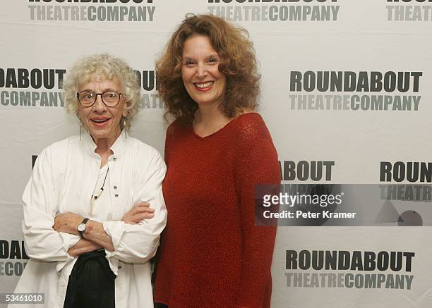 Actors Ann Guilbert and Leslie Ayvazian pose for a photo before the rehearsals of the Rounabout Theatre Company's Broadway production of "A Naked Grl...