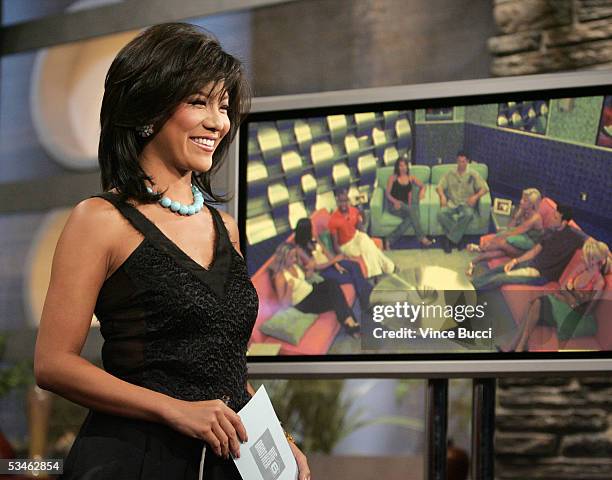 Host Julie Chen appears on the set of "Big Brother Season 6" at the CBS Television Studio Center August 25, 2005 in Studio City, California.