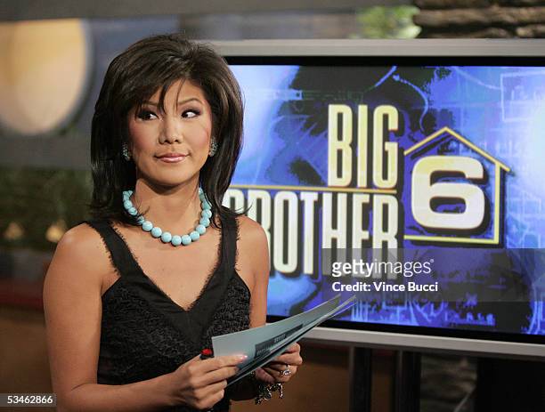 Host Julie Chen appears on the set of "Big Brother Season 6" at the CBS Television Studio Center August 25, 2005 in Studio City, California.