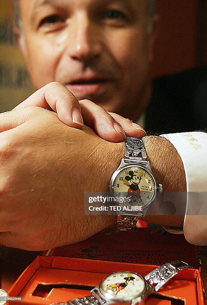 Thomas Milani of the US shows a Mickey M