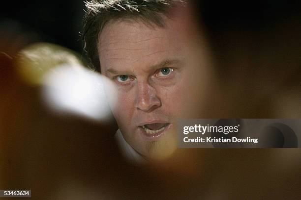 Tigers coach Simon Atkins adresses his team at the third quarter break during the VFL Final match between the Bendigo Bombers and the Werribee Tigers...