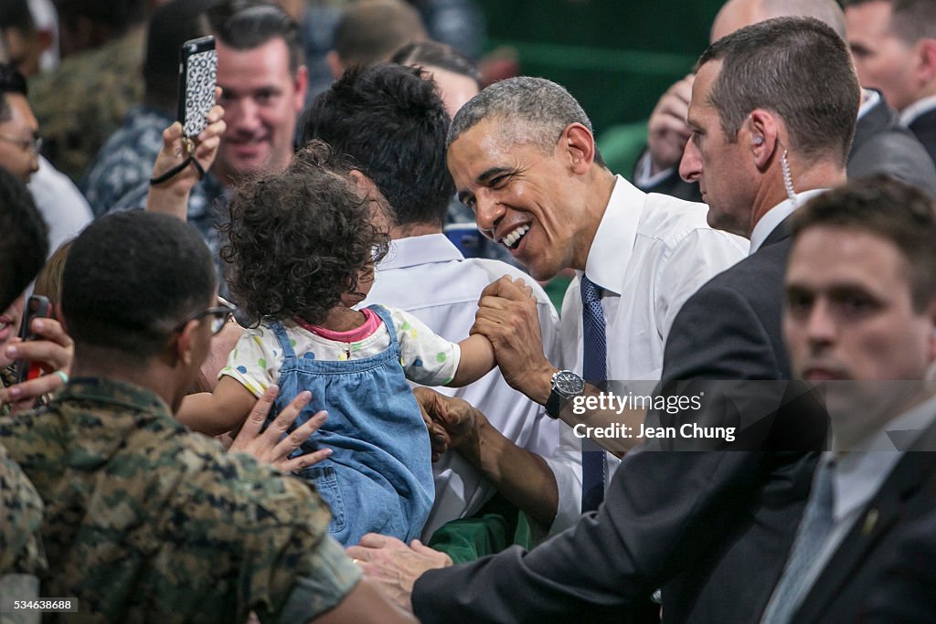 U.S. President Barack Obama Visits Marine Corps Air Station In Iwakuni