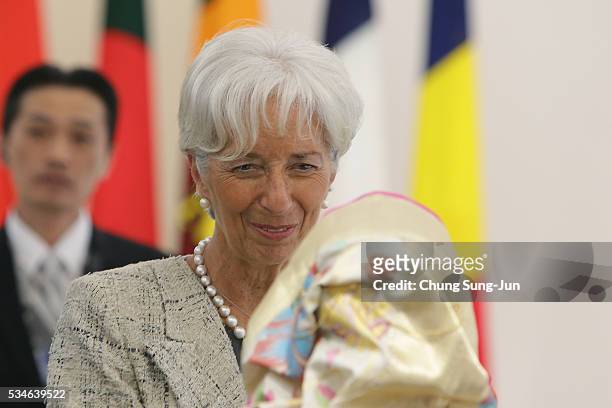 International Monetary Fund Managing Director Christine Lagarde attends the "Outreach Session" on May 27, 2016 in Kashikojima, Japan. In the two-day...